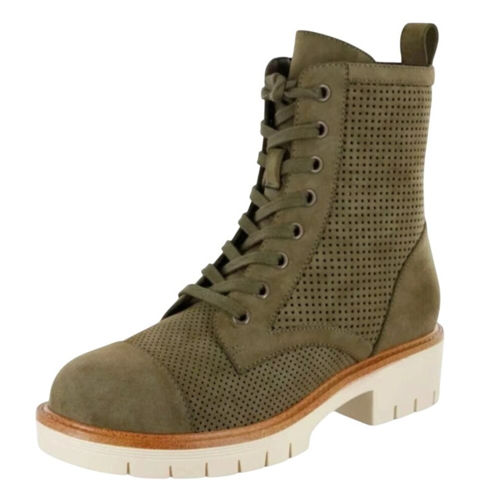 MIA Womens Havenn Kashton Lace Up Combat Boots Size 6.5 Green Vegan Suede NWOB